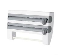 Film Dispenser with Safe Cutter for Aluminum Foil and Paper Towels in the Kitchen (Grey)