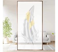 Film Fenêtre Anti Regards Statique Autoadhési,3D Opaque de Vitrail Film,Non-adhésif dépoli Film Anti UV,Film Fenetre Idéal pour Chambre,Bureau,Cuisine-Gray Feather(90cmx200cm)