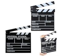 Film flap, film flap, director flap, film flap wood, director flap, synchronous flap, clapperboard, writable, cinema decoration, scene flap Hollywood chalkboard Clapbaord, 20 x 20 cm, black, pack of 2