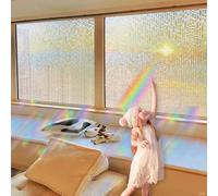 Film for Glass Windows 60 x 950 cm, Non-Adhesive Heat Control, UV Blocking Protection, Matt Stripe, Window Film Stripe Pattern, for Office, Mosaic