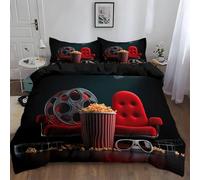 Film Roll Super King Duvet Cover Set 3D Printed Movie Themes Bedding Set Ultra Soft Microfiber Quilt Cover 220x260 cm for Double Bed with 2 Pillowcases with Zipper AB.2526