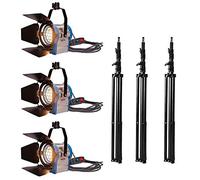 Film Spot Light Lighting Kit, Movie Fresnel Tungsten Spotlight Lighting Studio Video Set with Light Stand, for Lighting Feature Films Commercials Documentaries Television Studio, 3x650W