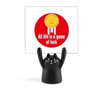 Film Words Life Game Luck Memo Holder Cartoon Black Cat Stand Decoration