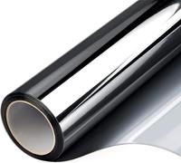 FILMGOO One Way Window Privacy Film, Reflective Mirror Window Tint for Daytime Privacy, Heat Control & UV Blocking, Anti-Glare Static Cling Window Film, Black Silver 75x400CM