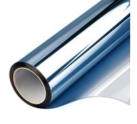 FILMGOO Window Film One Way Mirror Film Daytime Privacy Static Non-Adhesive Decorative Heat Control Anti UV Window Tint for Home and Office (Blue Silver, 90 * 400CM)
