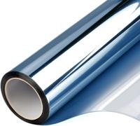 FILMGOO Window Film One Way Mirror Film Daytime Privacy Static Non-Adhesive Decorative Heat Control Anti UV Window Tint for Home and Office (Blue Silver, 60 * 200CM)