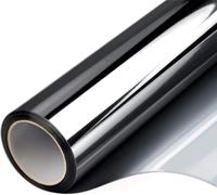 FILMGOO Window Film One Way Mirror Film Daytime Privacy Static Non-Adhesive Decorative Heat Control Anti UV Window Tint for Home and Office (Black Silver, 44.5 * 200CM)