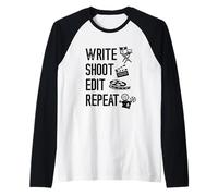Filmmaker Write Shoot Edit Repaeat Cinematography Filmmaking Raglan Baseball Tee