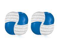FILMOON Stud Earrings Royal Blue Sapphire Enamel Pattern for Women Daily Wear