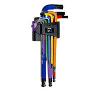Filmsticks 9-Piece Metric Hex Key Allen Key Set, Chrome Vanadium Steel, Colour-Coded Non-Slip Finish, Ball End Long Arm, Folding Holder with Attachment Loop