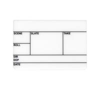 Filmsticks Premium Acrylic Board UK/EU Layout - TINY (125 × 100 mm) Dry-Erase Mini Film Slate, Clear Acrylic Clapperboard Insert for Compact Film, TV & Video Production Use