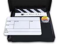 Filmsticks Premium Clapperboard Kit Medium EU Layout, 280x 190 mm, Acrylic Film Slate with All Weather ABS Clapper Sticks, Professional Wipe-Clean Movie Slate for Film and TV Production