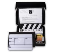Filmsticks Premium Clapperboard Kit Tiny EU Layout, 150x102 mm, Acrylic Film Slate with All Weather ABS Clapper Sticks, Professional Wipe-Clean Movie Slate for Film and TV Production