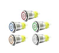 Filn 16mm 6V 12V 110V 220V LED momentary latching Brass Nickel Plate vandal Push Button Switch with Power symbol IDGTTLDF(RED,110 VAC)