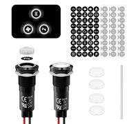 FILN 2pcs 12mm Metal LED Indicator Light, 12-24V DC IP67 Waterproof Signal Lamp 180 Interchangeable Symbols Dashboard Warning Light for Automotive, Marine Industrial Use（White Lamp Die-Cast）