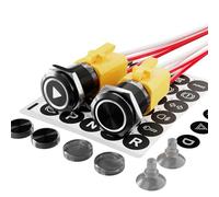 FILN 2PCS 22mm 0.87'' 20A 12V Momentary Push Button Switch IP65 DIY Symbols | White 12V-24V DC ON OFF Waterproof Switches 4-PIN with Harness for Car DIY,Marine, Industrial,185 Symbol Scenes to Choose