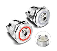 FILN 2Pcs Stainless Steel Industrial Panel Mount Buzzer with Red LED - IP67 Waterproof & IK09 Impact Resistant, 5-24V DC Passive Alarm Sounder for Control Cabinet, Machinery(Red Light)