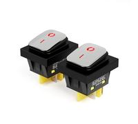 FILN Toggle Switch Panel ON Off 4 Way Power Switch KCD4 30A DPST IP67 Waterproof 30x22mm 110V 220V LED Boat Rocker Switches(2PCS Red Stainless Steel) (Red-110-220V)