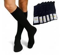 Filo di Scozia Long Socks in Summer Stretch Cotton Made in Italy Blue Black Grey 6 Pairs, Black, One Size