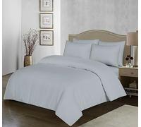 Filo Magico 100% Egyptian Cotton Duvet Cover Set |200 Thread Count Plain Dyed Quilt With Free Pillowcases| Non-Iron Easycare Bedding - Single Double King Super Sizes (Silver, King) (FM, 200DC)