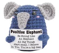 FILOEEX 1 Pcs Positive Crochet Animals, Positive Elephant, Elephant Gifts for Women, Elephants Emotional Support Crochet for Women Retirement Gifts Birthday Valentines Mother Day Cute Stuff