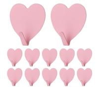 FILOEEX 12Pcs Heart Shaped Adhesive Hooks, Valentine's Day Heart Shaped Adhesive Hook, Cute Pink Sticky Wall Hooks for Bathroom, Kitchen, Office, for Hanging Towels, Coats, Hats,Keys