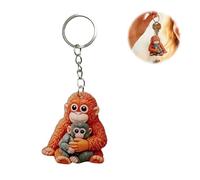 FILOEEX 2D Cute Punch Monkey Hugging Monkeys Acrylic Keychain, Protect Punch The Monkey Gifts for Backpack Purse Car Keys, Animal Welfare Support Charm (B)