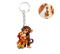 FILOEEX 2D Cute Punch Monkey Hugging Monkeys Acrylic Keychain, Protect Punch The Monkey Gifts for Backpack Purse Car Keys, Animal Welfare Support Charm (A)