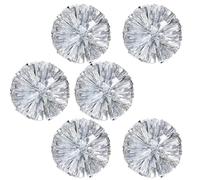 FILOEEX 6pcs Cheerleader Cheerleading Pom Poms Metallic Foil Pompoms Cheerleading Pom Poms with Handle Sports Pompoms Cheer for Training,Circus,Dance,Baton Twirling,Dancing Streamers (silvery)