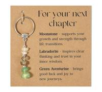 FILOEEX Retirement Gifts for Women, Natural Crystal Keyrings for Women Leaving Gifts for Colleagues Womens Farewell Gift for Coworkers Good Luck Charm Keyring for Friends and Colleagues Leaving Gift