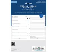 Filofax 2027 A5 Diary - Week On One Page with Lined Notes - Classic Refill 68509