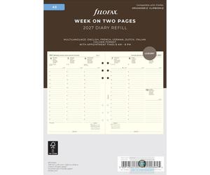 Filofax 2027 A5 Diary - Week On Two Pages - Luxury Cream - Refill 68513