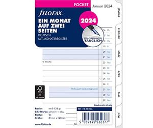FILOFAX 24-68256 Calendar Insert 2024 Pocket 1 Month / 2 Pages White German