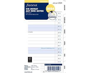 FILOFAX 24-68456 Calendar Insert 2024 Personal 1 Month / 2 Pages White German