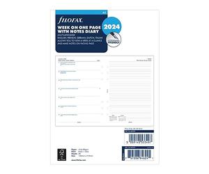 Filofax A5 week on one page with notes 2024 diary,White