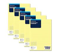 Filofax A5 X 5 Pack Yellow Ruled notepaper