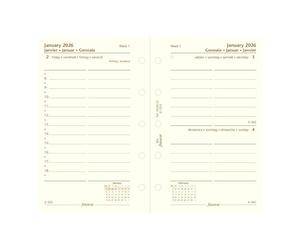 Filofax Calendar Diary Refill, Mini Size, Day on One Page with Appointments, Ruled, Cotton Cream Paper, Multilingual: Four Languages, 2026 (C68142-26)