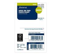 Filofax Calendar Diary Refill, Mini Size, Week-to-View, White Paper, Unruled, Multilingual: Four Languages, 2024 (C68127-24)