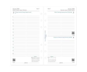 Filofax Calendar Diary Refill, Personal/Compact Size, Day on One Page with Appointments, Ruled, White Paper, Multilingual: Five Languages, 2026 (C68442-26)