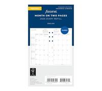 Filofax Calendar Diary Refill, Personal/Compact Size, Month-to-View, White Paper, English, 2025 (C68410-25)