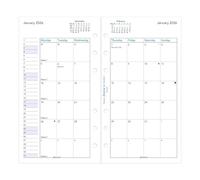 Filofax Calendar Diary Refill, Personal/Compact Size, Month-to-View, White Paper, English, 2026 (C68410-26)