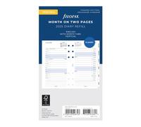 Filofax Calendar Diary Refill, Personal/Compact Size, Month-to-View, with Tabs, White Paper, Ruled, English, 2025 (C68425-25)