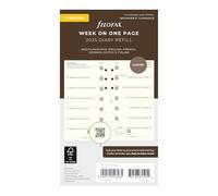 Filofax Calendar Diary Refill, Personal/Compact Size, Week on One Page, Cotton Cream Paper, Unruled, Multilingual: Five Languages, 2025 (C68439-25)