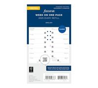 Filofax Calendar Diary Refill, Personal/Compact Size, Week on One Page, White Paper, Unruled, English, 2025 (C68426-25)