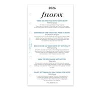 Filofax Calendar Diary Refill, Personal/Compact Size, Week on One Page with Notes, White Paper, Multilingual: Five Languages, 2026 (C68409-26)