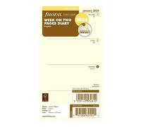 Filofax Calendar Diary Refill, Personal/Compact Size, Week-to-View, Cotton Cream Paper, Unruled, English, 2024 (C68424-24)