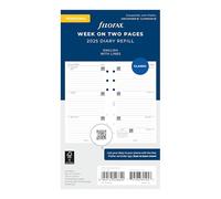 Filofax Calendar Diary Refill, Personal/Compact Size, Week-to-View, White Paper, Ruled, English, 2025 (C68418-25)