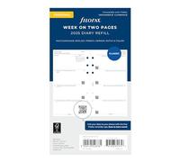 Filofax Calendar Diary Refill, Personal/Compact Size, Week-to-View, White Paper, Unruled, Multilingual: Five Languages, 2025 (C68427-25)