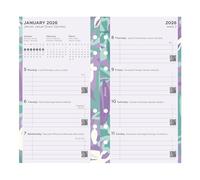 Filofax Calendar Diary Refill, Personal/Personal Compact Size, Week-to-View, Illustrated Floral Diary Pack with Four-Color Print Design, Multilingual: Five Languages, 2026 (C6341-26)