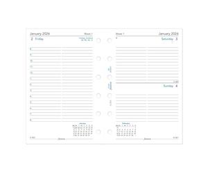 Filofax Calendar Diary Refill, Pocket Size, Day on One Page with Appointments, Ruled, White Paper, English, 2026 (C68241-26)